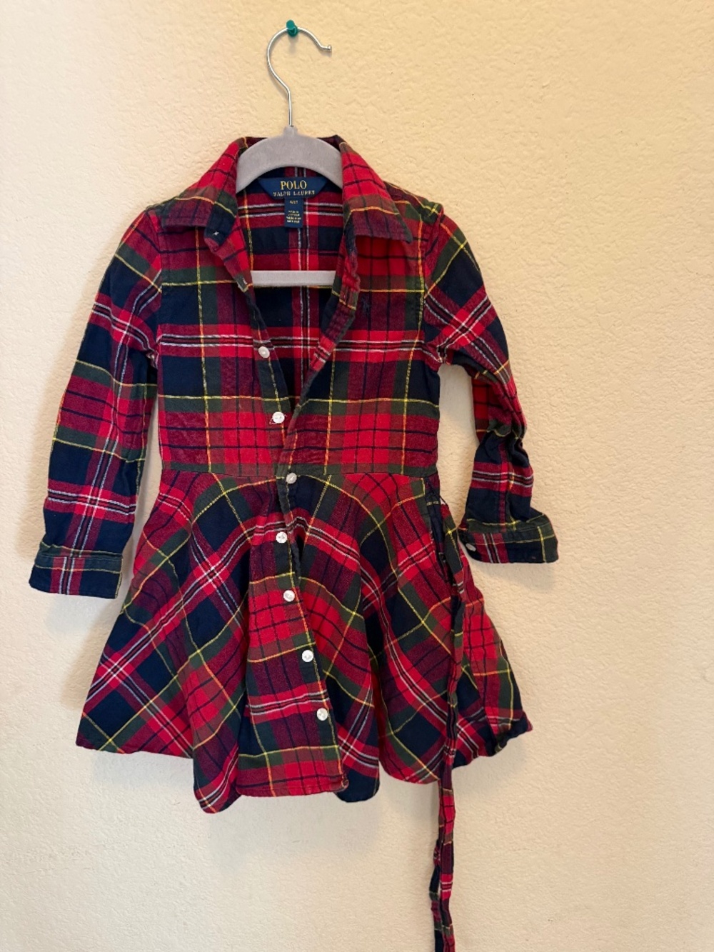 Polo Ralph Lauren Girls 4T Red Tartan Plaid Flannel Dress Fit & Flare Holiday